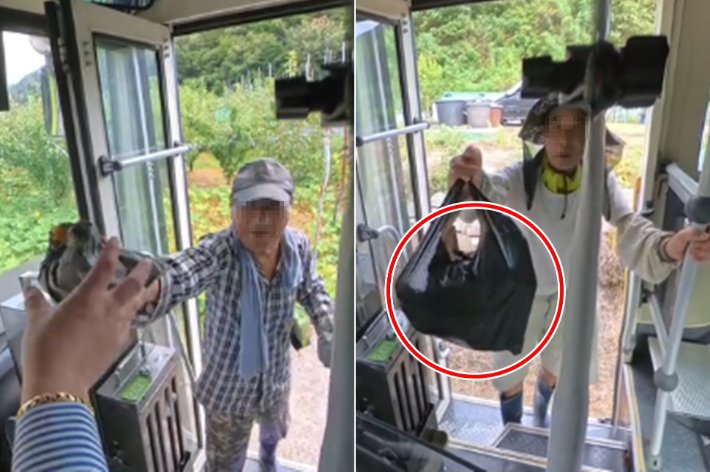 경북 영덕 어르신들, 버스기사에게 농산물 선물