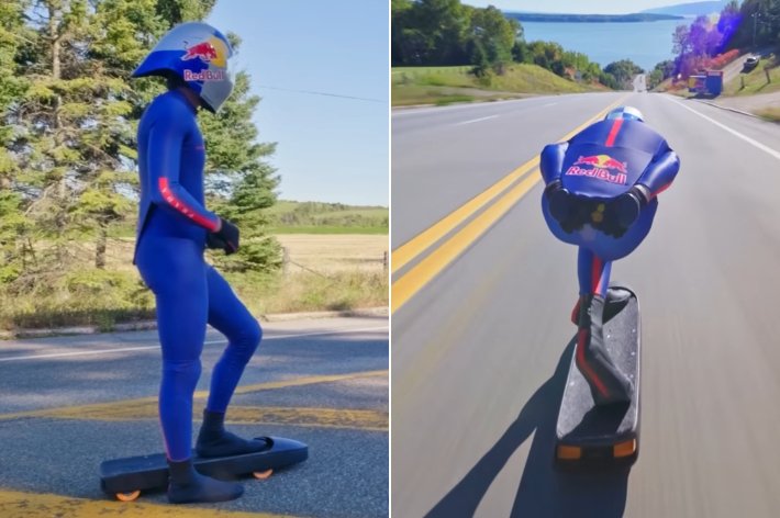 스페인 스케이트보더, 시속 151.83km로 세계기록 경신