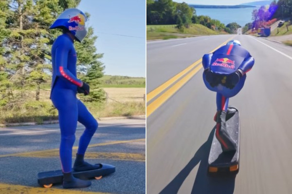 스페인 스케이트보더, 시속 151.83km로 세계기록 경신