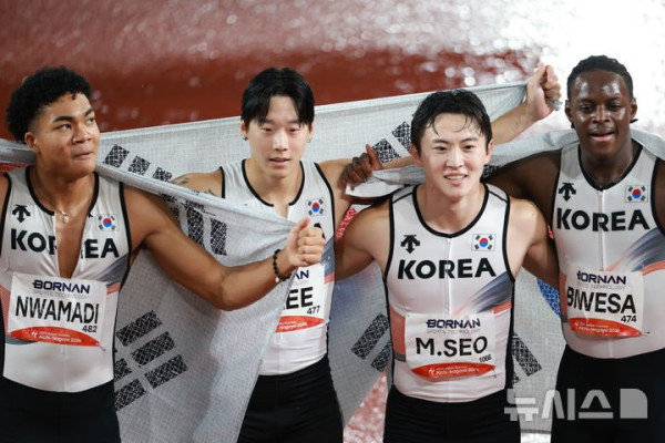 한국 남자 400m 계주, 아시안게임에서 신기록으로 동메달 획득