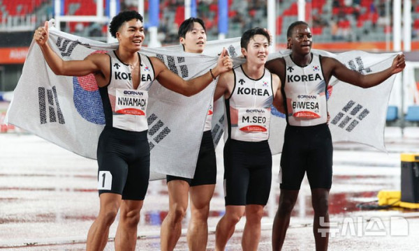 한국 남자 400m 계주 대표팀, 아시안게임에서 신기록과 동메달 획득